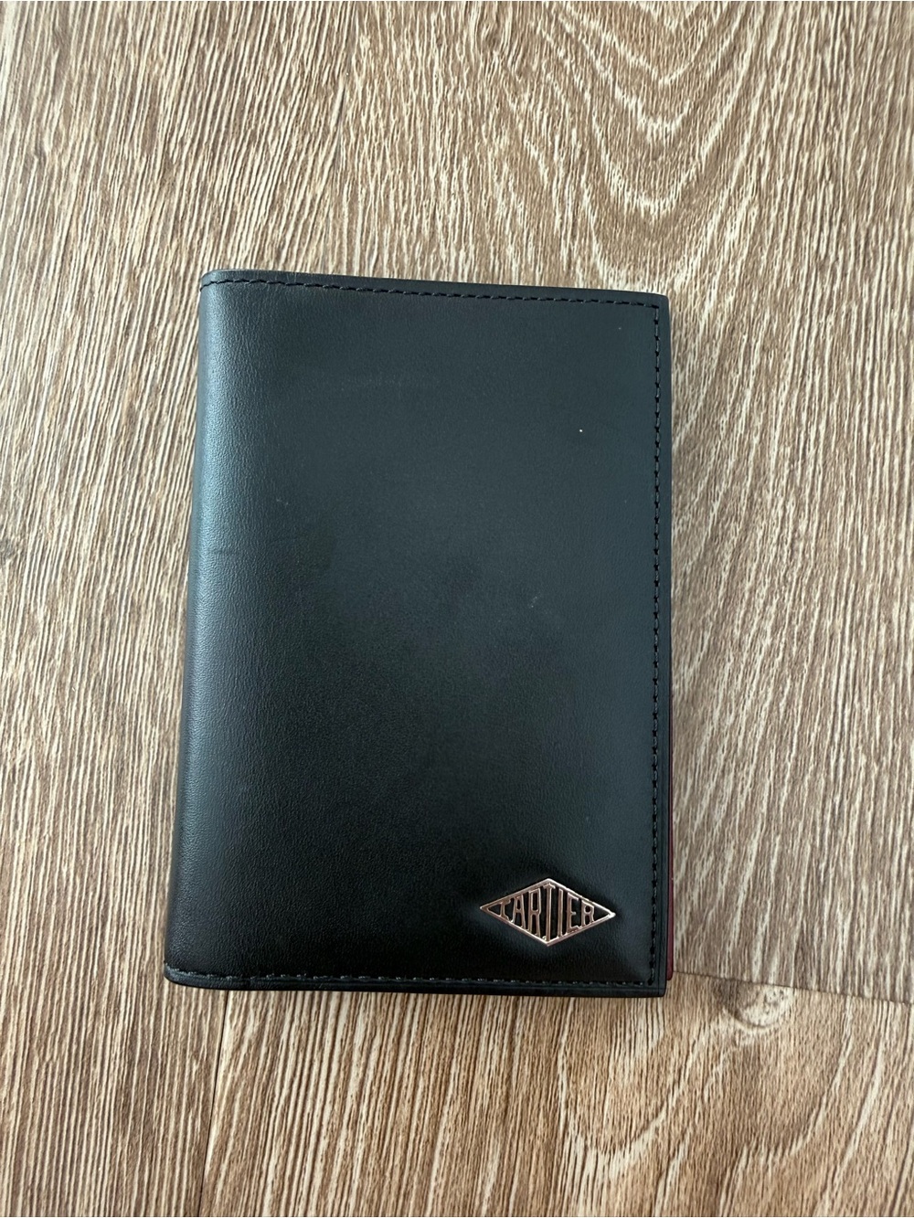 Cartier Black Leather Card Holder with Gold Logo Accent